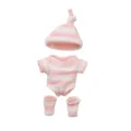 Rosa weiss gestreifte Puppenkleidung Set Strickoutfit fur 7 Zoll Reborn Puppe Mutze Hose - Q7-004 Stil (Nur Puppenkleidung) / 7-Zoll-Puppenkleidung