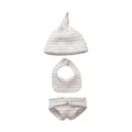 7-Zoll Reborn Puppen Kleidung Set, graue weiße Streifen Mütze Lätzchen Windel Outfit. - Q7-009 Stil (Nur Puppenkleidung) / 7-Zoll-Puppenkleidung