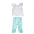 Detailed view of 18 inch doll clothes outfit, mermaid print top and cute ruffled pants set. - Fish Scales Ruffle Pants Style (Q18-547)