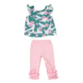 Dettaglio di vestiti per bambole da 18 pollici con top a volant di cactus e pantaloni rosa. - Stile Pantaloni con Volant Cactus (Q18-545)