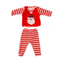 Detailansicht der Weihnachtspuppenkleidung für 45 cm große Puppen mit rot-weißen Streifen. - Gestreiftes Weihnachtsmann-Outfit (Q18-552) / Passend für 16-18 Zoll Puppen