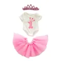18-Zoll Puppenkleidung Set Prinzessin Tutu Rock Strampler Tiara für 43cm Puppen - Rosa Zahlen Krone Stil (Q18-380)
