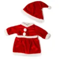 Weihnachtspuppenkleidung Set mit rotem Samtkleid und passender Mütze für Puppen. - Weihnachtskleid (Q18-207) / Passend für 16-18 Zoll Puppen