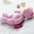 Niedliche Simulationsschlafpuppe Plüschtier im rosa Strampler, perfektes Beruhigungsspielzeug. - Schlafender Rosafarbener Bär