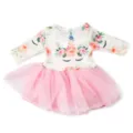 Schönes 18-Zoll Puppen Prinzessin Kleid mit Einhorn Blumen Print und rosa Tüllrock. - Rosa Blumen-Tüllkleid (Q18-246-01) / 18 Zoll