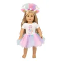 18 Zoll Puppenkleidung Set Meerjungfrau Regenbogen Tüllrock und passendes Haarband für Puppen - Hellbunter Meerjungfrau-Stil (Q18-369)