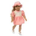 18 Zoll Puppenkleidung Rosa Punkteset Prinzessin Kleid Mit Hut Und Weißen Schuhen - Punktierter Verdickter Stil (Q18-055) / 18 Zoll