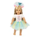 18 zoll amerikanische puppenkleidung set meerjungfrau regenbogen tütü kleid stirnband top - Hellgrüner Meerjungfrau-Stil (Q18-370)