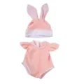 18 Zoll amerikanische Puppen Kleidung Set rosa gepunktete Hasenohren Hut Strampler Outfit - Langohr-Hasen-Stil (Q18-054) / 18 Zoll