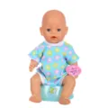 18 Zoll Simulations Babypuppe mit süßem Blumenkleid und Töpfchen Trainingsset für Kinder. - Blau Rosa Floral Strampler Set (Q18-060) / 18 Zoll