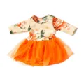 18 Zoll Amerikanisches Puppenkleid süß Blumen Langarm Tutu Rock Spielzeug Puppenkleidung - Orangefarbenes Blumen-Tüllkleid (Q18-255) / 18 Zoll