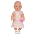 18 Zoll Babypuppe mit rosa Blumenkleid und weißen Schuhen süßes Spielzeug für Mädchen - Beigefarbene Basisschicht (Q18-062)