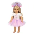 18-Zoll-Puppenkleidung Set mit Meerjungfrau Regenbogen Tüllrock und passendem Haarreif. - Lila-Rosa Meerjungfrau-Stil (Q18-430)