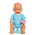 Süßes Babypuppen Spielset mit Töpfchen und blauem gepunktetem Outfit für Kinder - Blau Punktierter Strampler (Q18-056)