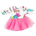 18 Zoll amerikanische Puppenkleid langärmelig rosa Tutu süßer Doodle Rock Spielzeug Outfit - Cartoon-Muster Tüllkleid (Q18-254) / 18 Zoll