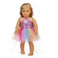 18 Zoll Puppenkleidung Regenbogen Tutu Rock Lila Pailletten Halfter Top Puppenkleid Variante - Lila Bunter Paillettenrock (Q18-637)