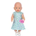 18 Zoll Baby Puppenkleid blumiges ärmelloses Kleid süße Puppenkleidung mit rosafarbenem Etikett - Blau Basisschicht (Q18-061)