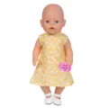 18 zoll puppenkleidung gelbes blumenkleid mit schuhen niedliches outfit fuer puppen spielzeug - Gelb Basisschicht (Q18-063)