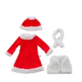 Weihnachtspuppen Kleidung Set für 18 Zoll amerikanische Puppen rotes Kleid Hut Schal Weste - Rotes Weihnachtsset Mit Weißer Weste (QD18-518) / Passend für 16-18 Zoll Puppen