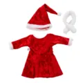 Rotes Weihnachtspuppe Kleid Outfit Set mit Mütze Schal für 45cm Puppen Zubehör. - Dunkelrotes Weihnachtskleid (QD18-519) / Passend für 16-18 Zoll Puppen