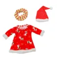 Weihnachts Puppen Kleidung Set für 45cm Puppen, rotes Rentier Kleid, Mütze und Schal. - Rotes Rentier-Weihnachtskleid (Q18-777) / Passend für 16-18 Zoll Puppen