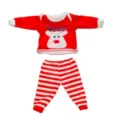 Weihnachten Puppenkleidung Set für 45cm Puppe rotes Rentier Top und gestreifte Hose - Gestreiftes Rotes Rentier (Q18-790) / Passend für 16-18 Zoll Puppen