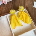 Yellow flower crystal rhinestone organza tassel earrings fashion jewelry gift for women daily wear - Yellow Flower Tassel Style (31#) / Yellow