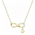 Collana con simbolo infinito dorato, zirconi luminosi, ciondolo lettera D e scritta love. - Oro D