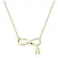 Collana infinito oro con ciondolo lettera N, cristallo strass elegante gioiello per donna stile. - Oro N