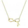 Squisita collana con simbolo dell infinito dorata con cristalli e ciondolo lettera P donna - Oro P
