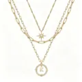 Collana multistrato dorata con ciondolo a stella e lettera bussola per donna gioielli moda. - Stile K
