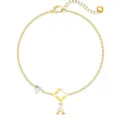 Bracciale quadrifoglio cuore lettera A oro minimalista versatile gioielli da donna - Lettera A