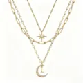 Fashion multi layer star moon crystal letter L pendant choker necklace for women - Style L
