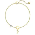 Goldfarbene Kettenarmband mit hohlem Kleeblatt-Anhänger und modischem Buchstabe F Charm. - Buchstabe F