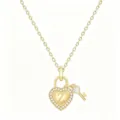 Gold-plated heart lock necklace with crystal pave and letter Z pendant for gifts - Letter Z
