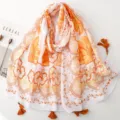 Vintage shl me floral print kai ksylines chantres, komso boho sali prostasias iliou. - Μαντάλα Ήλιου Λευκό Πορτοκαλί Κίτρινο (029)