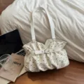 Elegante borsa a tracolla da donna a pois grande capacità borsa sotto braccio autunno - Bianco senza ciondolo