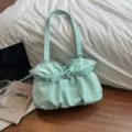 Borsa a spalla verde menta a pois, elegante borsa a mano con fibbia di cintura. - Verde (Senza Ciondolo)