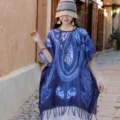 Γυναικείο έθνικ μπλε tie dye πόντσο σάλι κάπα με κρόσσια ελαφρύ προστασία ηλίου ρετρό - Μπλε Tie-Dye Τυπωτό Στυλ (3) / 160*90cm