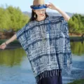 Μπλε εθνοτική κάπα ηλιοπροστασίας tie-dye γυναικεία vintage σάλι με κρόσσια - Μπλε Tie-Dye Τυπωτό Στυλ (8) / 160*90cm