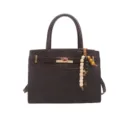 Bolso de mano para mujer marrón oscuro de cuero PU retro elegante bolso cruzado casual con cuentas. - Con Ornamento / Marrón