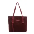 Dark red leopard print tote bag for women, stylish large capacity commuter shoulder bag. - Red