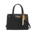Bolso de mano negro para mujer elegante bolso bandolera retro PU cuero bordado - Con Ornamento / Negro