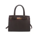 Bolso de mano marrón oscuro para mujer retro de cuero PU bolso moda casual bandolera - Sin colgante / Marrón