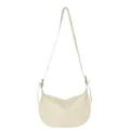 Borsa a tracolla donna bianca sporca, elegante borsa hobo in pelle PU, casual. - Bianco avorio