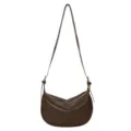 Borsa a tracolla marrone retrò a mezzaluna, elegante borsa casual da donna chic. - Marrone