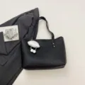Bolso shopper negro grande de mujer bolso de hombro casual de trabajo con colgante de nube. - Negro con Colgante