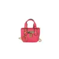 Mini bolso cruzado rosa con cadena de cerradura dorada bolso de mano elegante para mujer - Rosa rojo