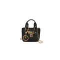 Bolso cruzado mini negro para mujer, elegante bolso de mano de piel PU con cadena dorada. - Negro
