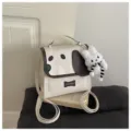 Leuke Cartoon Hond PU Lederen Mini Rugzak Kawaii College Stijl Schooltas Met Hanger - Met Hanger / Broken Wit